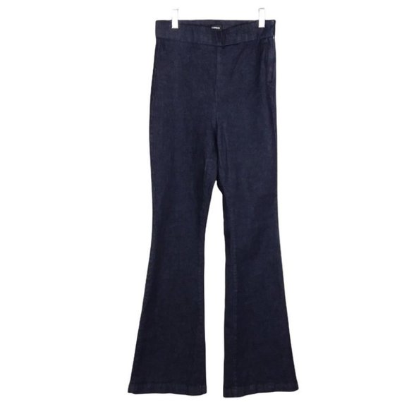 Express Super High Rise Flare Jeans Wide Leg Dark Wash Boho Festival Size 0R - Picture 1 of 9